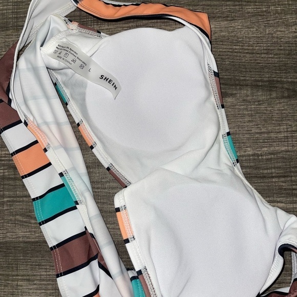 SHEIN Colorful Striped High Waisted Bikini Swimsuit Size Large - Picture 6 of 11